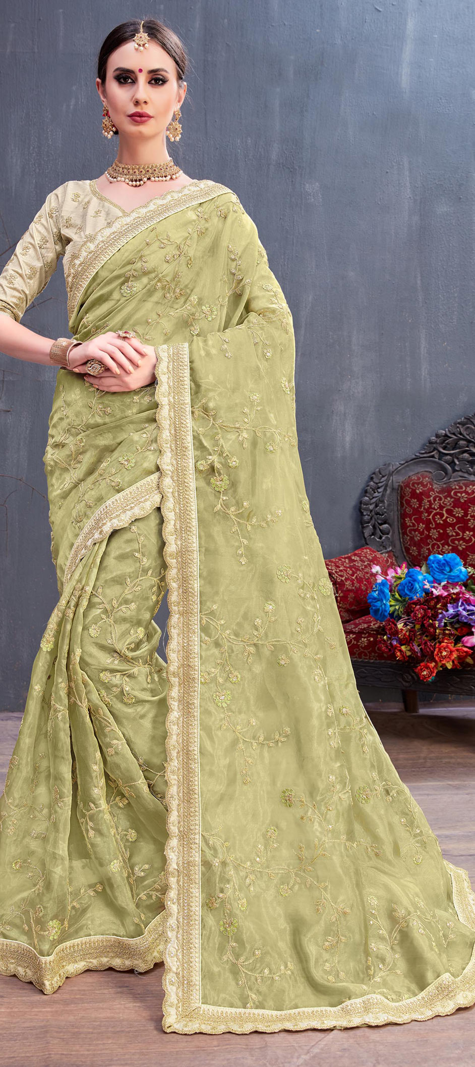party wear organza saree