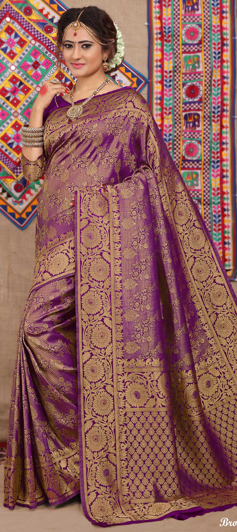 Purple Woven Design Brocade Saree