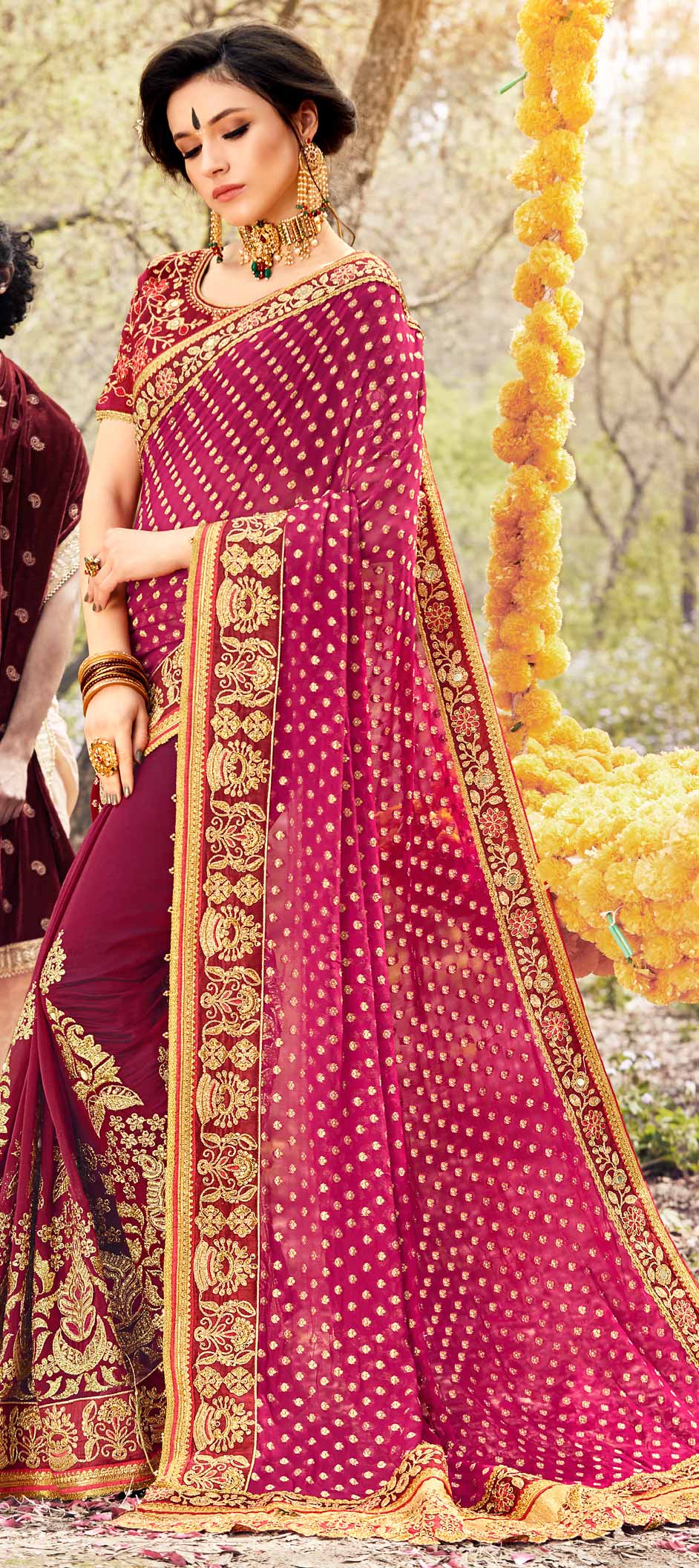 Majenta Designer Saree main image 1