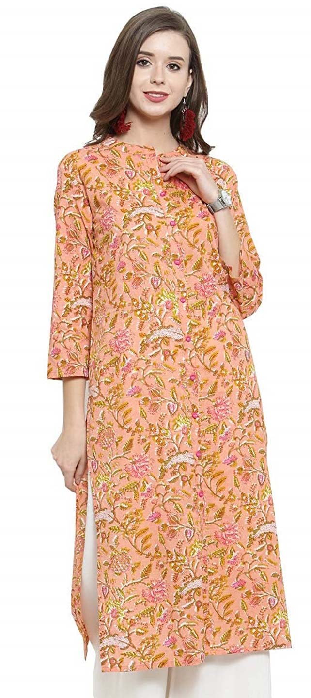 Casual Pink and Majenta color Cotton fabric Kurti 1572721