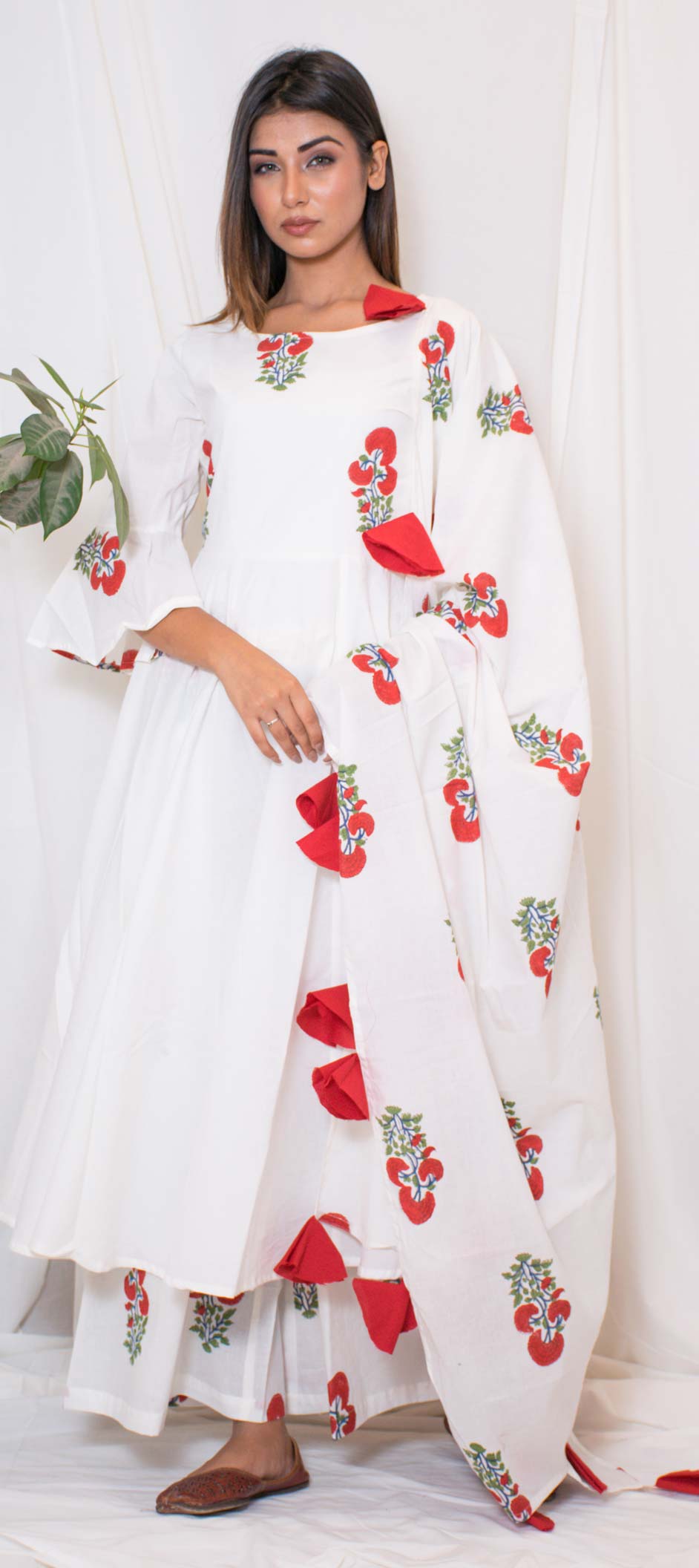 red and white salwar kameez designs