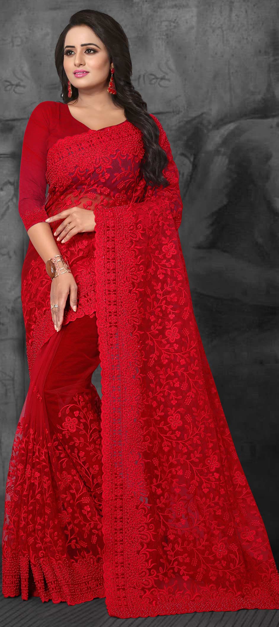 red net party wear saree