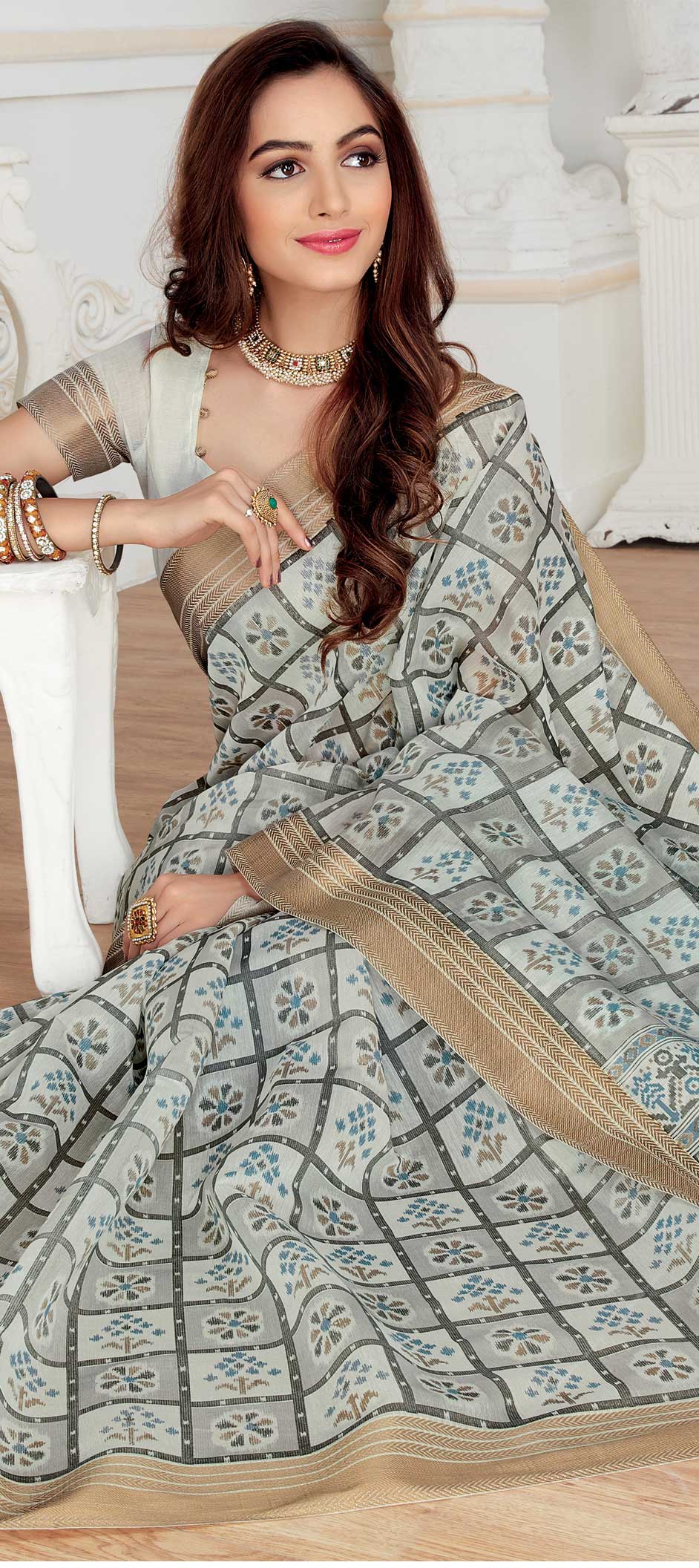 Multicoloured Printed Cotton Saree