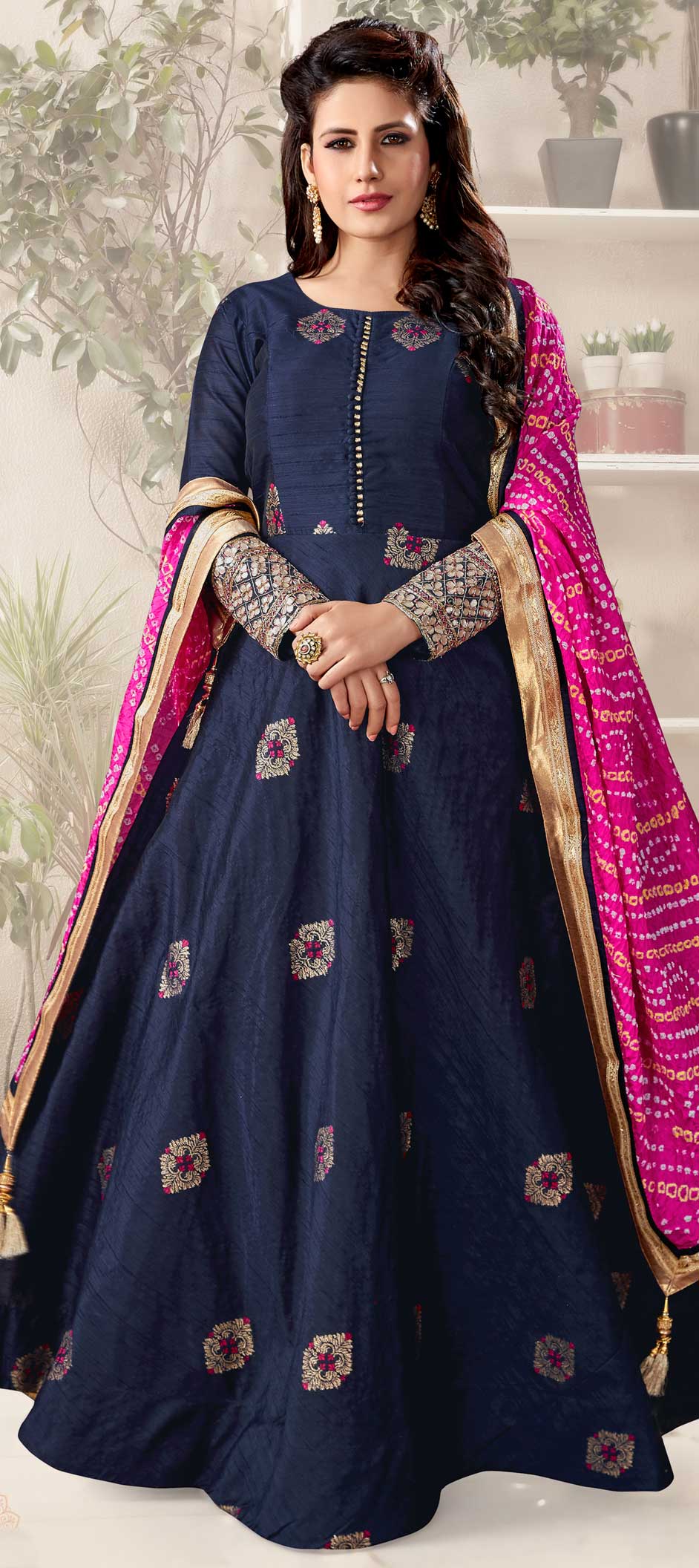 Party Wear Blue color Silk fabric Salwar Kameez 1579187