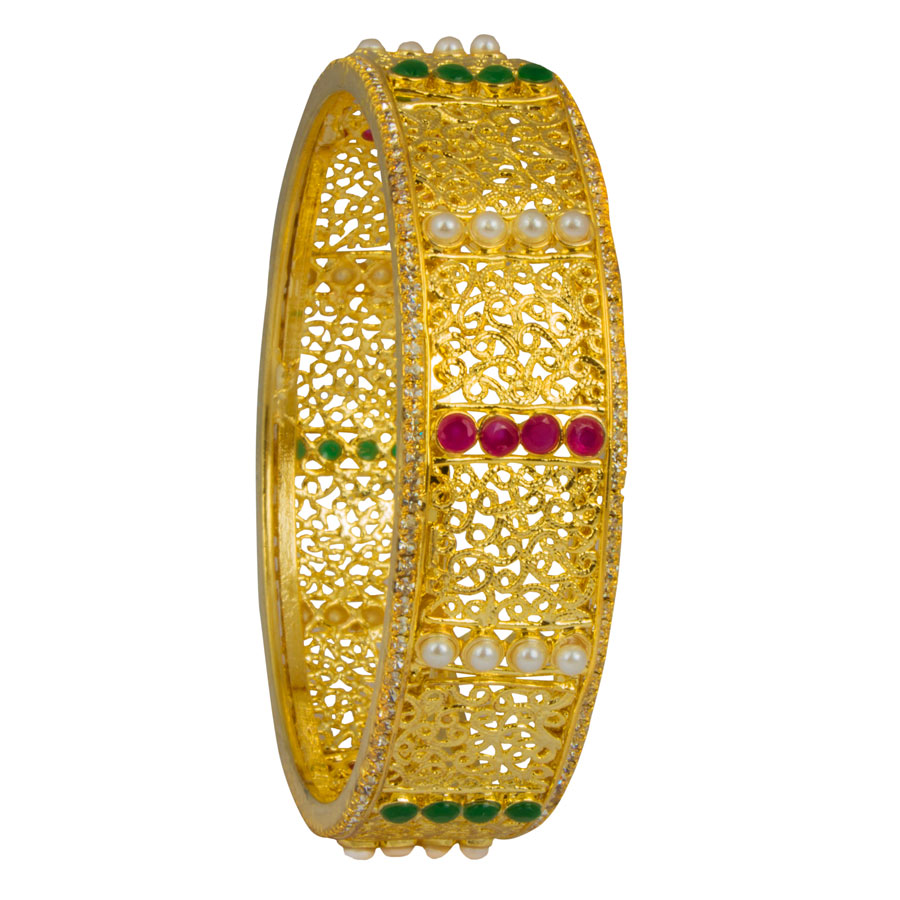 Gold Bangles with Rhodium Polish Latest Design of Silver Bangles