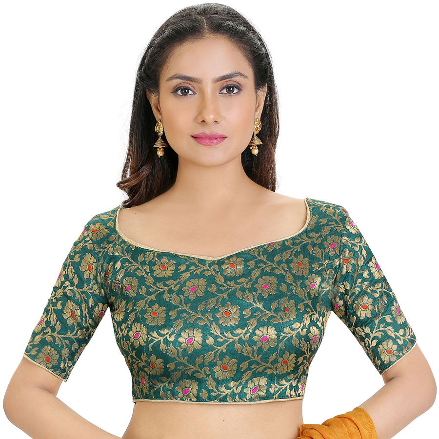 Green color Brocade fabric Blouse : 1582207