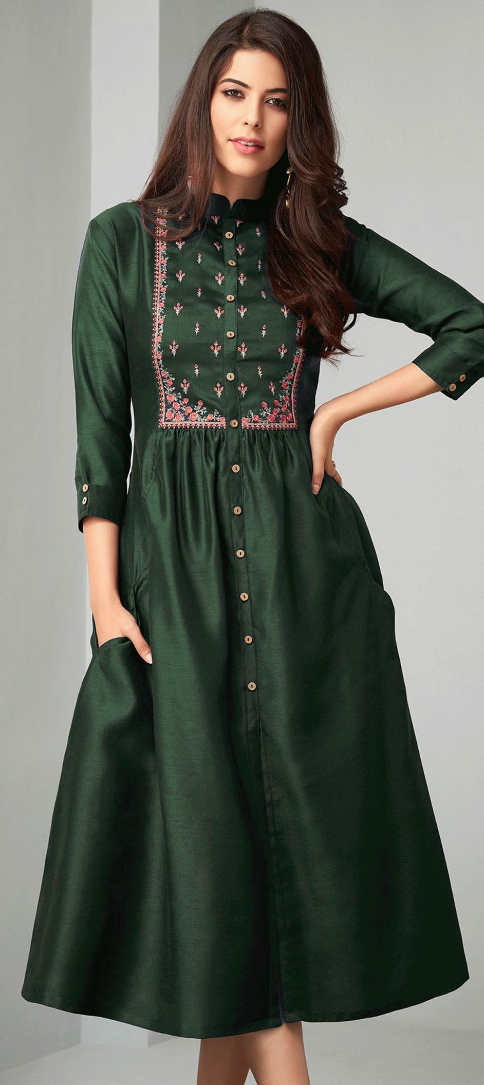 Casual Green color Cotton fabric Kurti : 1582208