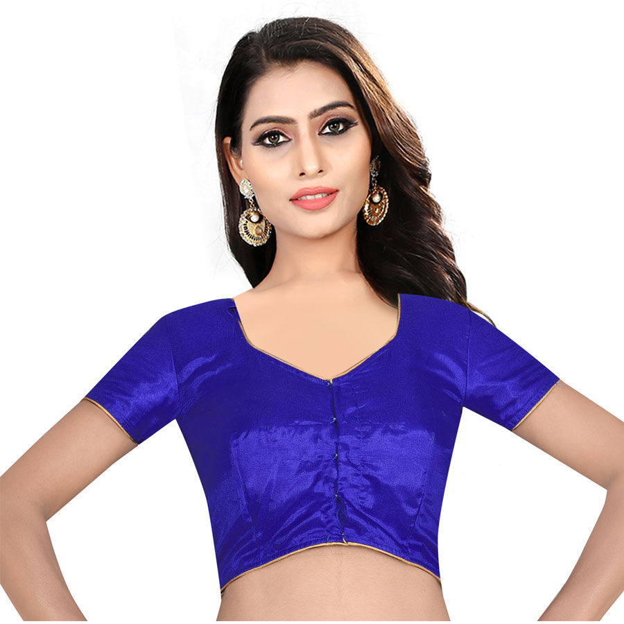 Blue color Raw Silk, Silk fabric Blouse : 1582219