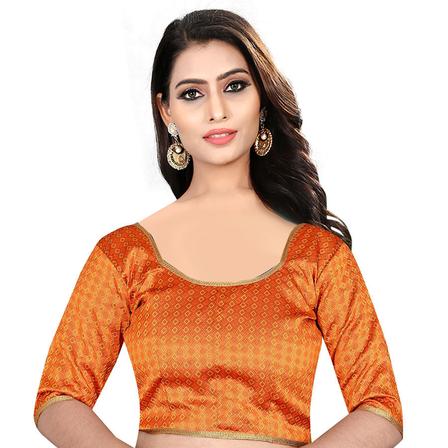 Orange color Brocade fabric Blouse 1582225