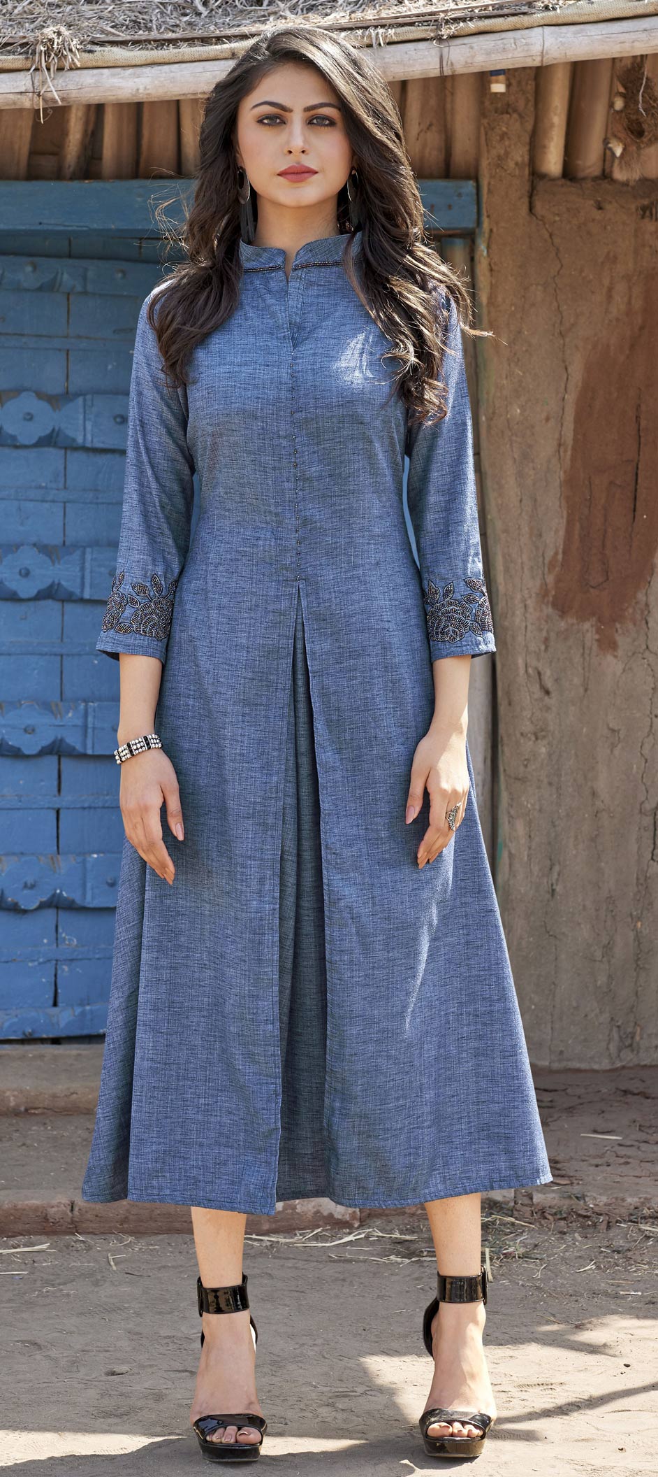 Casual Blue color Denim fabric Kurti 1582277
