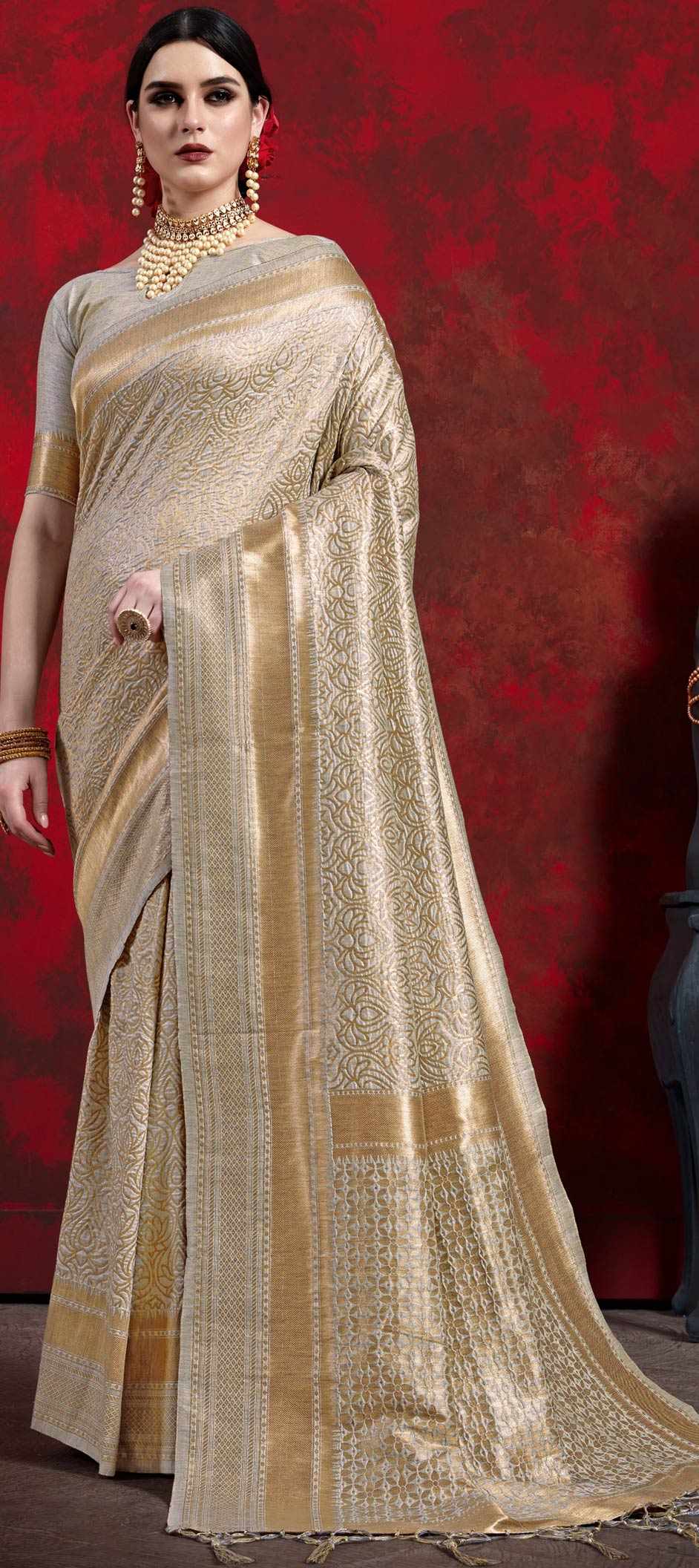 party wear sarees in golden colour