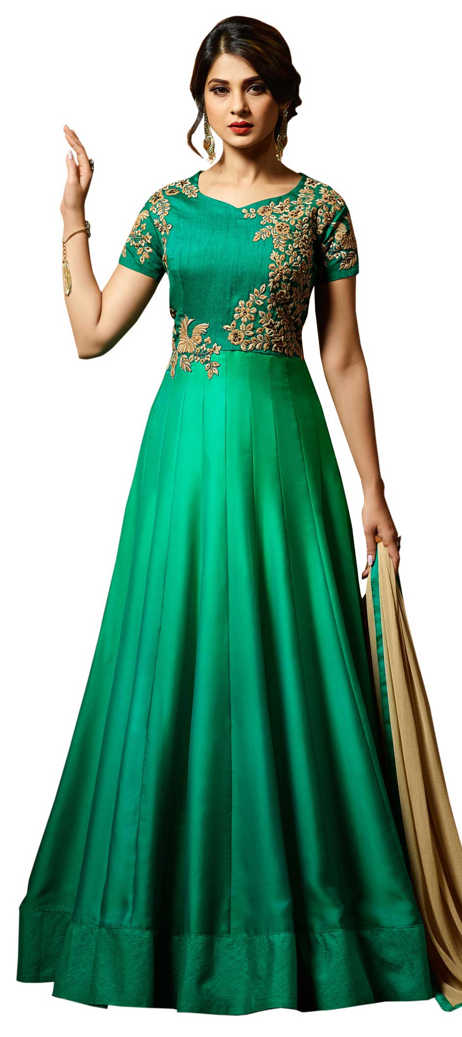 Bollywood Green color Faux Georgette fabric Salwar Kameez : 1590379