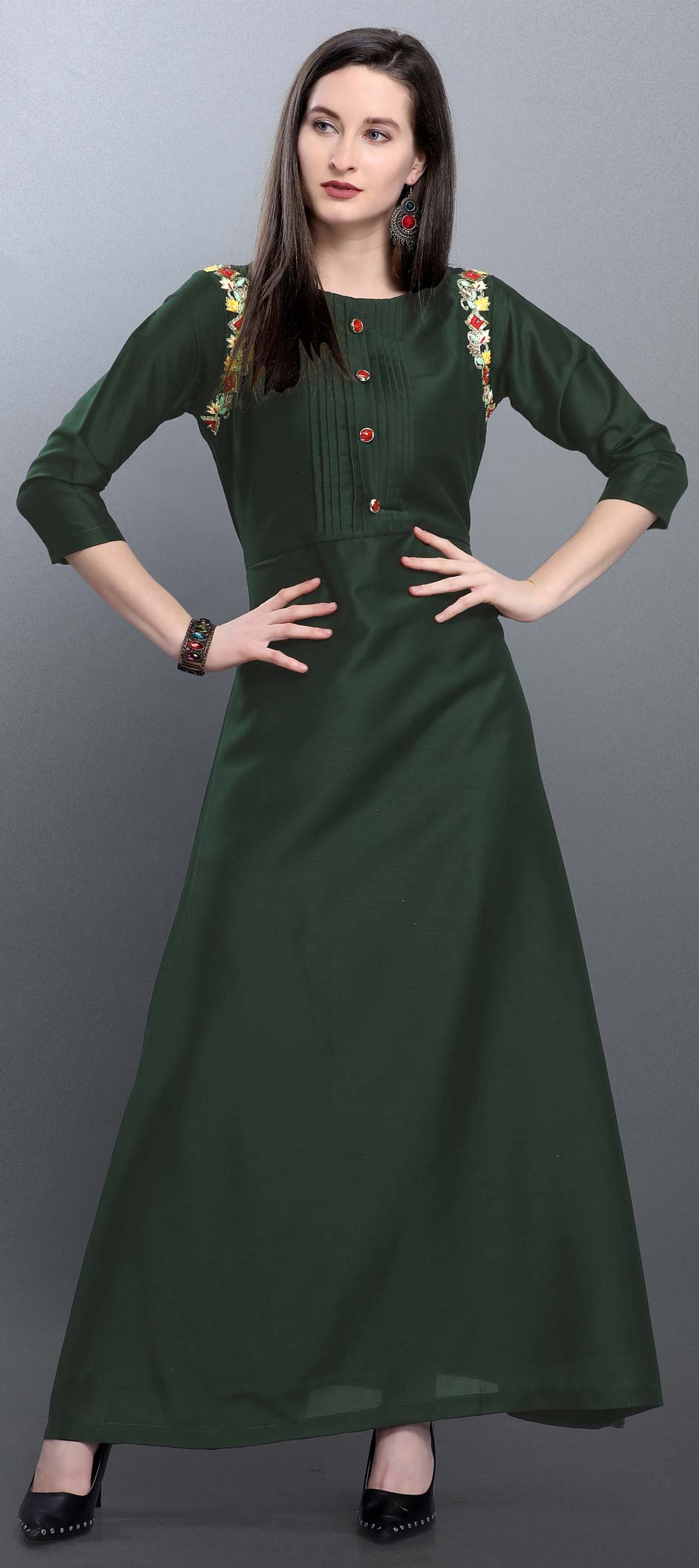 Casual Green color Muslin fabric Kurti 1591912