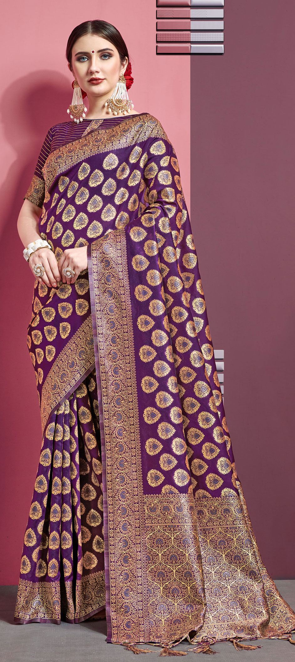 Traditional Purple and Violet color Banarasi Silk, Silk fabric Saree ...