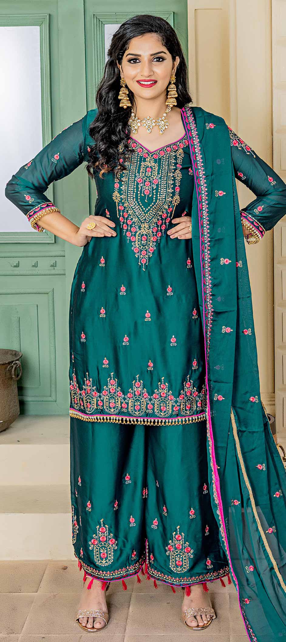 Silk Batik Ready Made Salwar Kameez main image 1