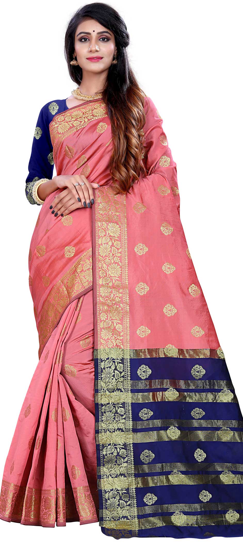 Traditional Pink And Majenta Color Litchi Silk Silk Fabric Saree 1600936