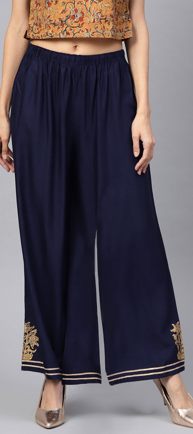 Casual Blue color Rayon fabric Palazzo 1602381