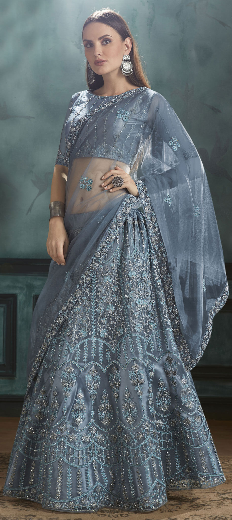 Blue Color Party Wear NET Lehenga & Blouse with Dupatta – fashionnaari