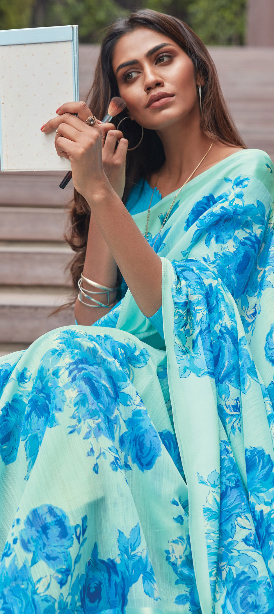 Casual Blue color Linen fabric Saree : 1604668