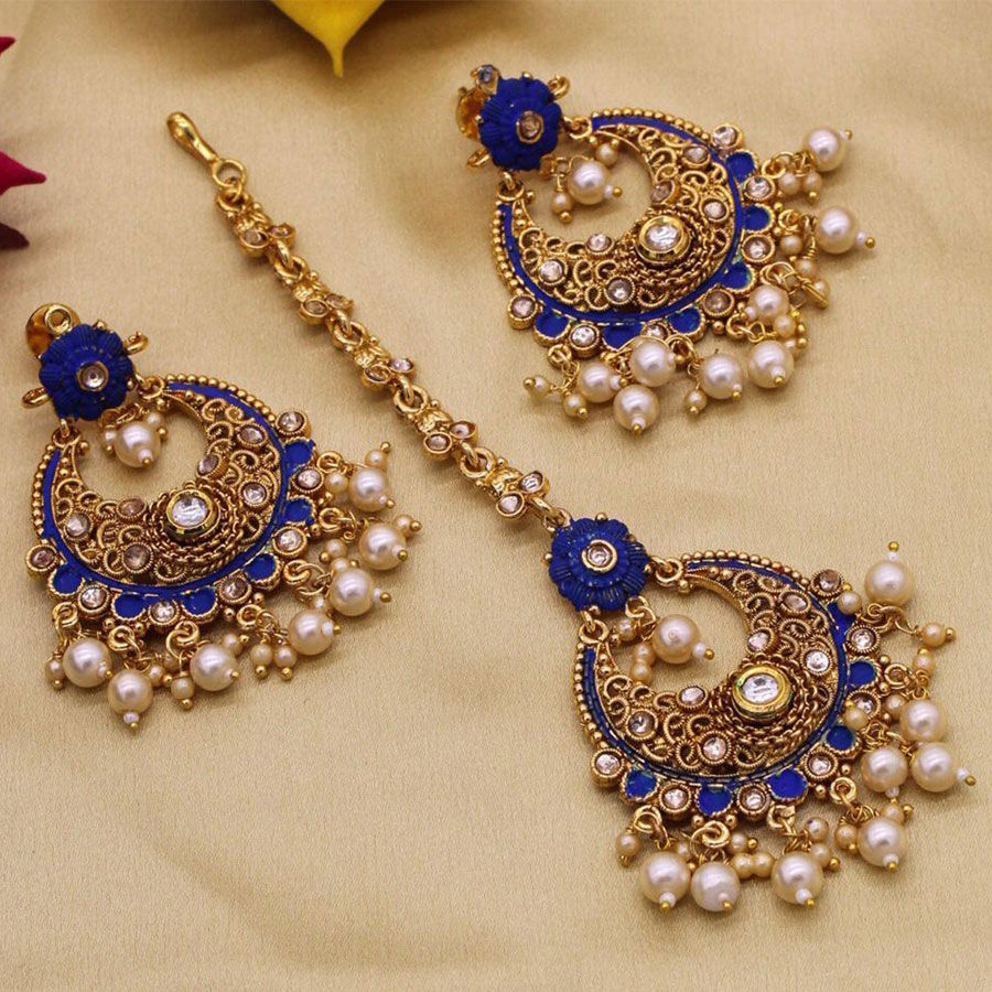 Blue color Metal Alloy metal Earrings 1605978