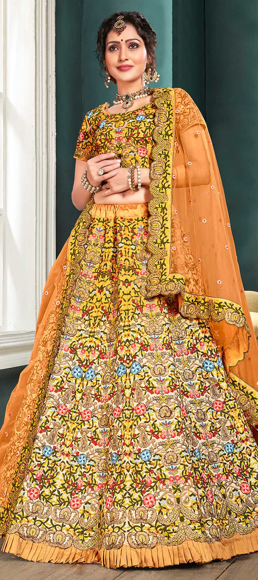 peacock blue bridal lehenga