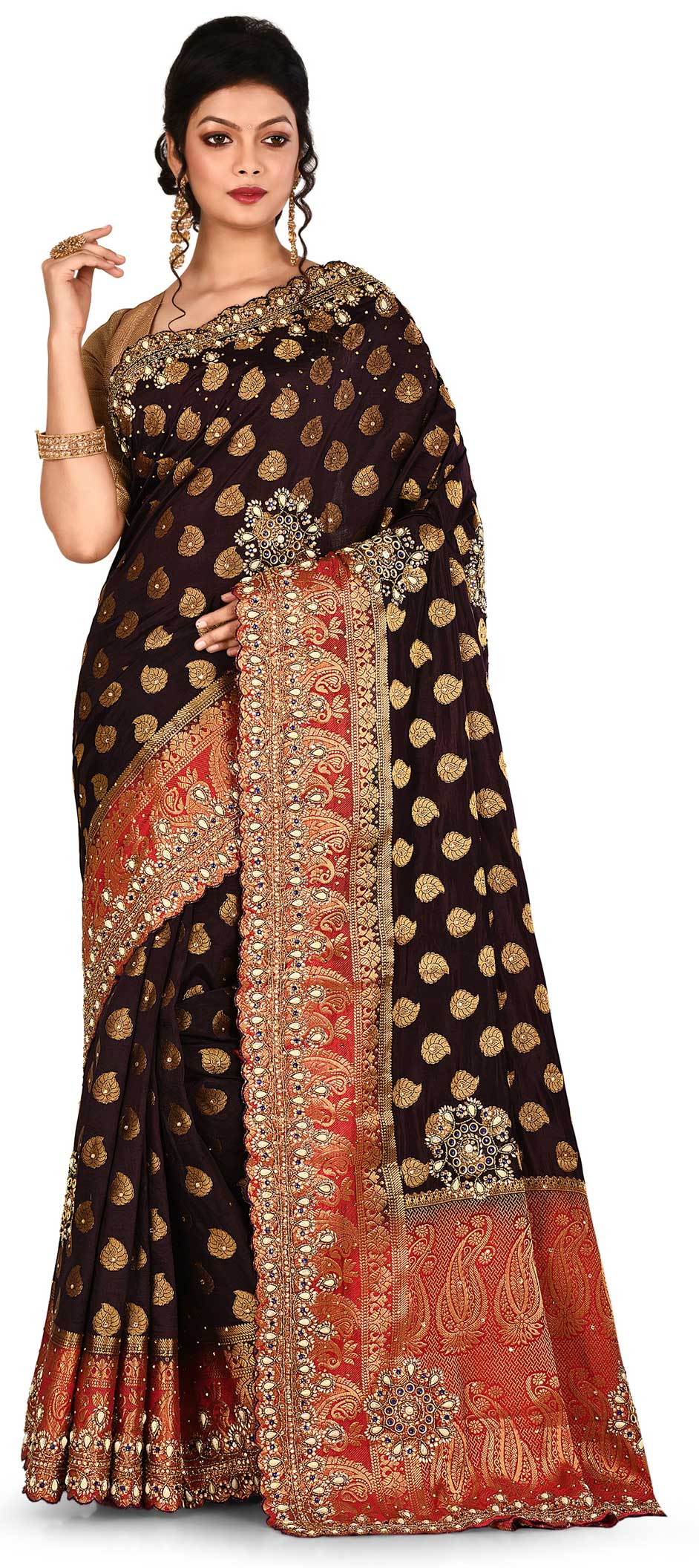 fcity.in - Banarasi Silk Stone Work Saree / Aagyeyi Voguish Sarees