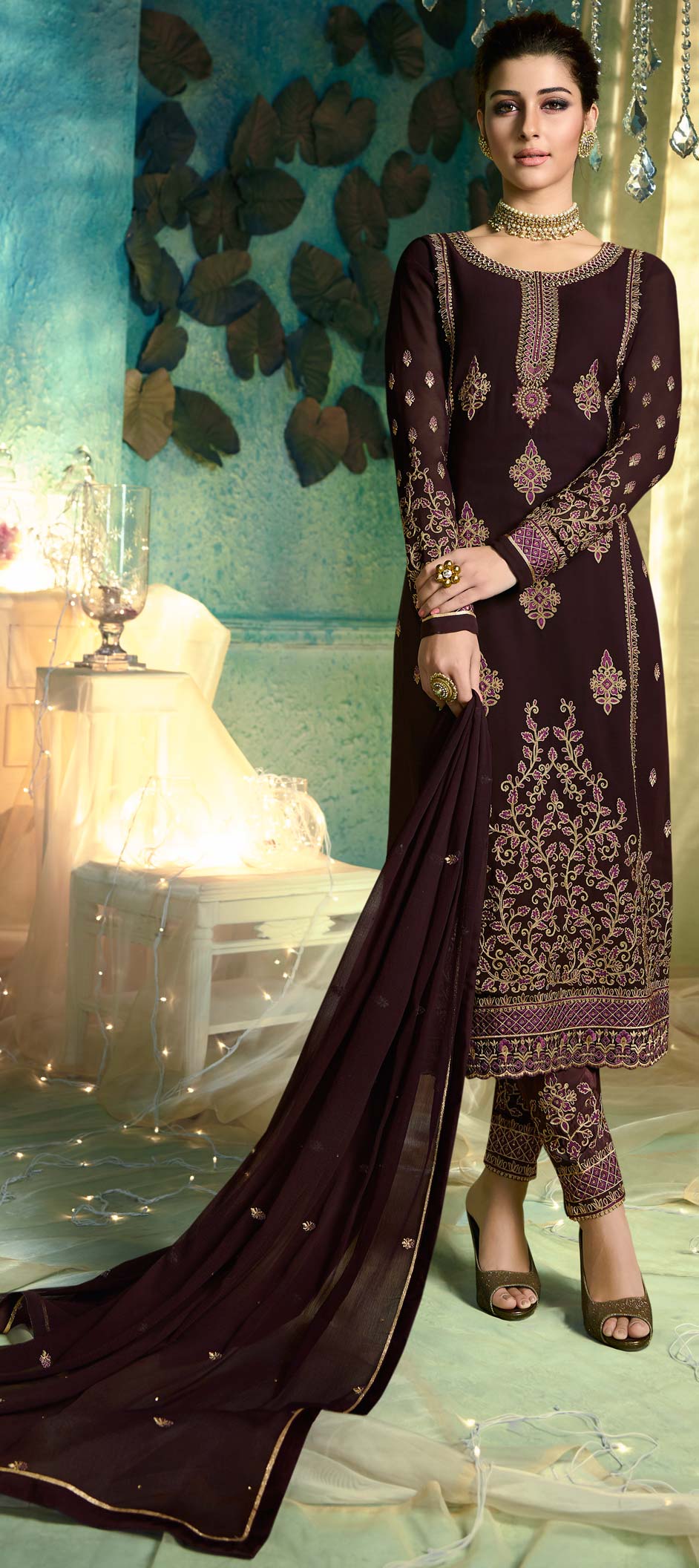 Trendy Dark Purple Georgette Eid Wear Salwar Kurta Suit main image 1
