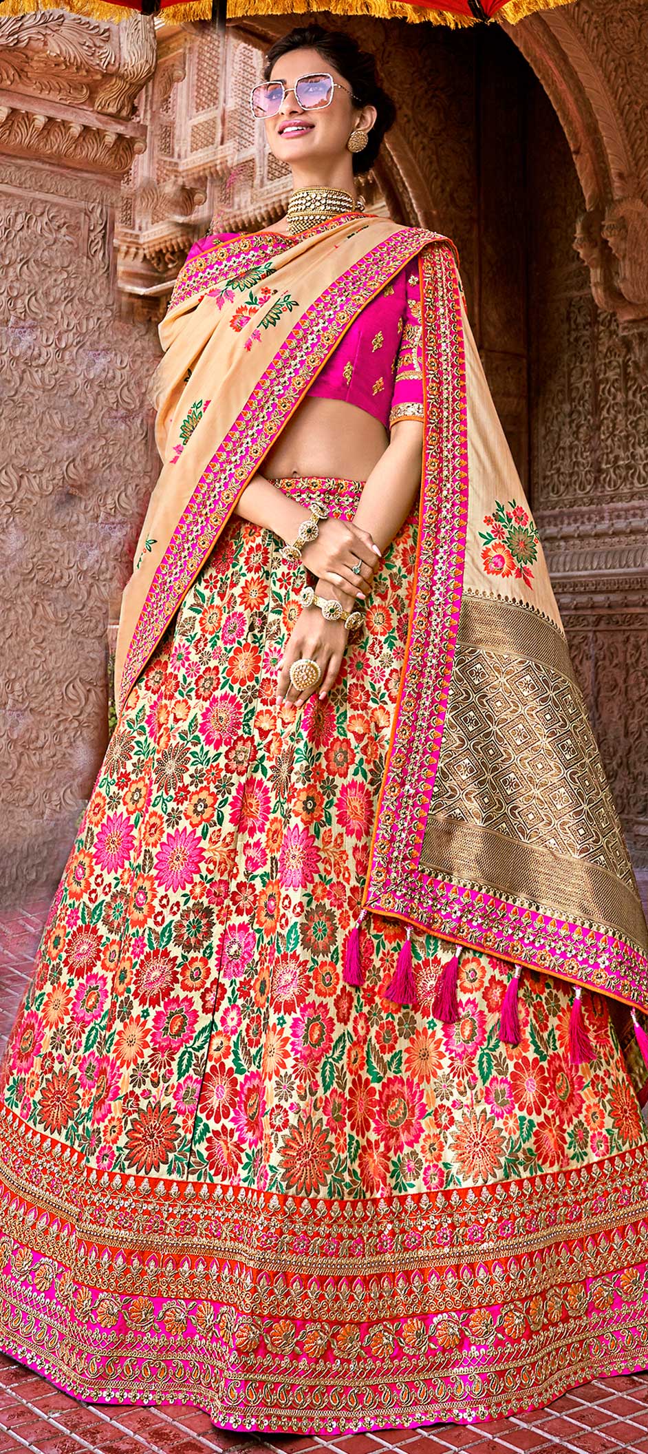 multicolor bridal lehenga