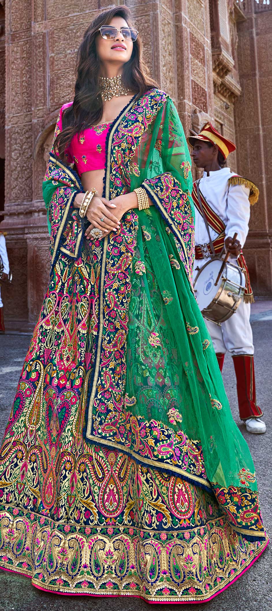 multicolor bridal lehenga