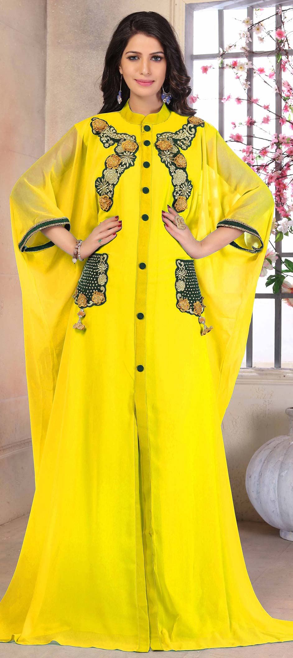 Sky Blue Silk Crepe Kaftan
