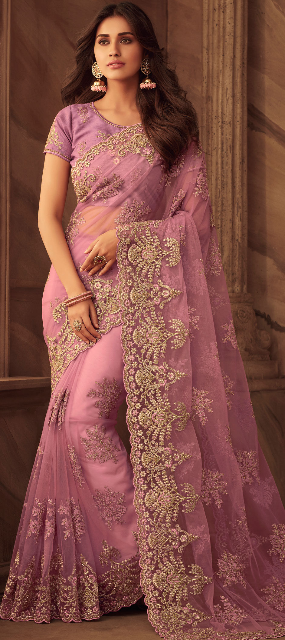 Purple Shade Blue Bridal Saree - Saree Blouse Patterns