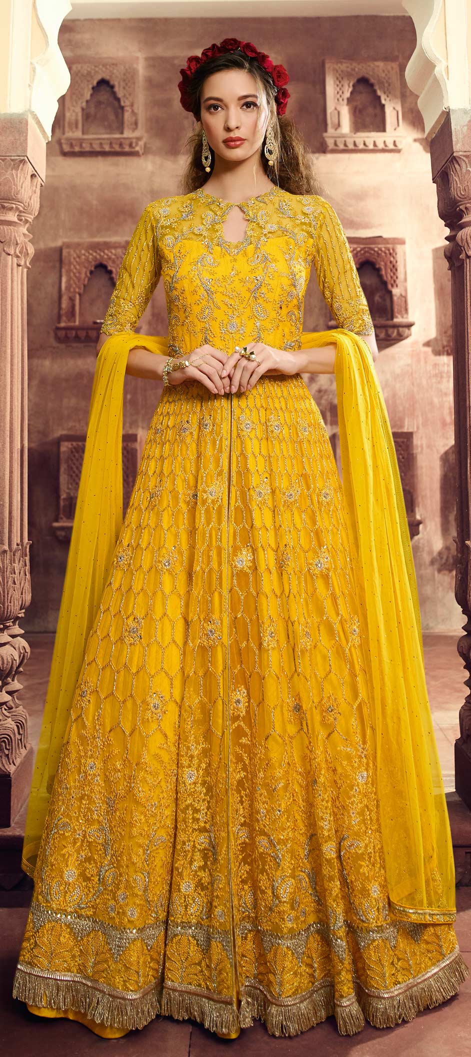 yellow engagement dress