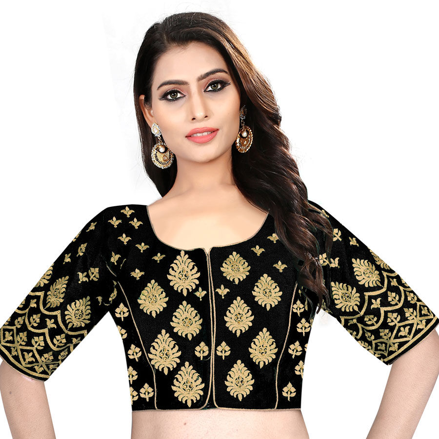 Black and Grey color Art Silk fabric Blouse 1612279