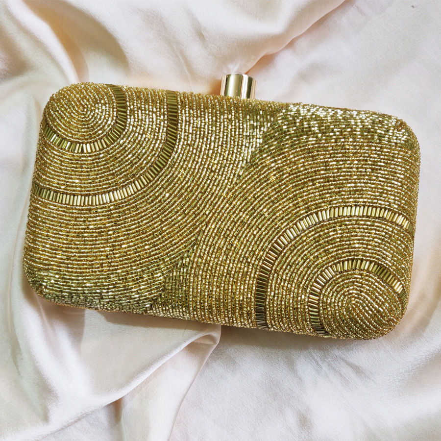 Gold color Synthetic fabric Clutches : 1614817