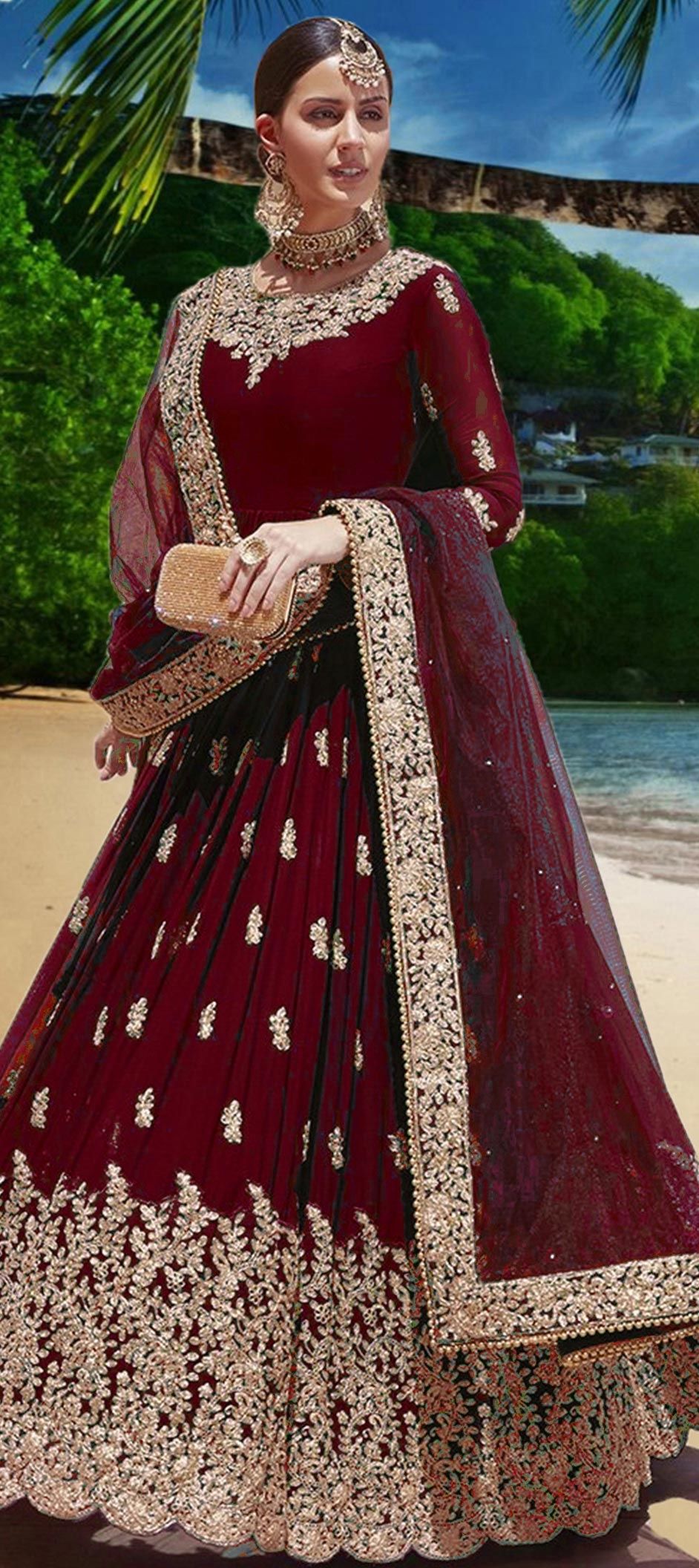 Chic Maroon Georgette Salwar Kameez main image 1