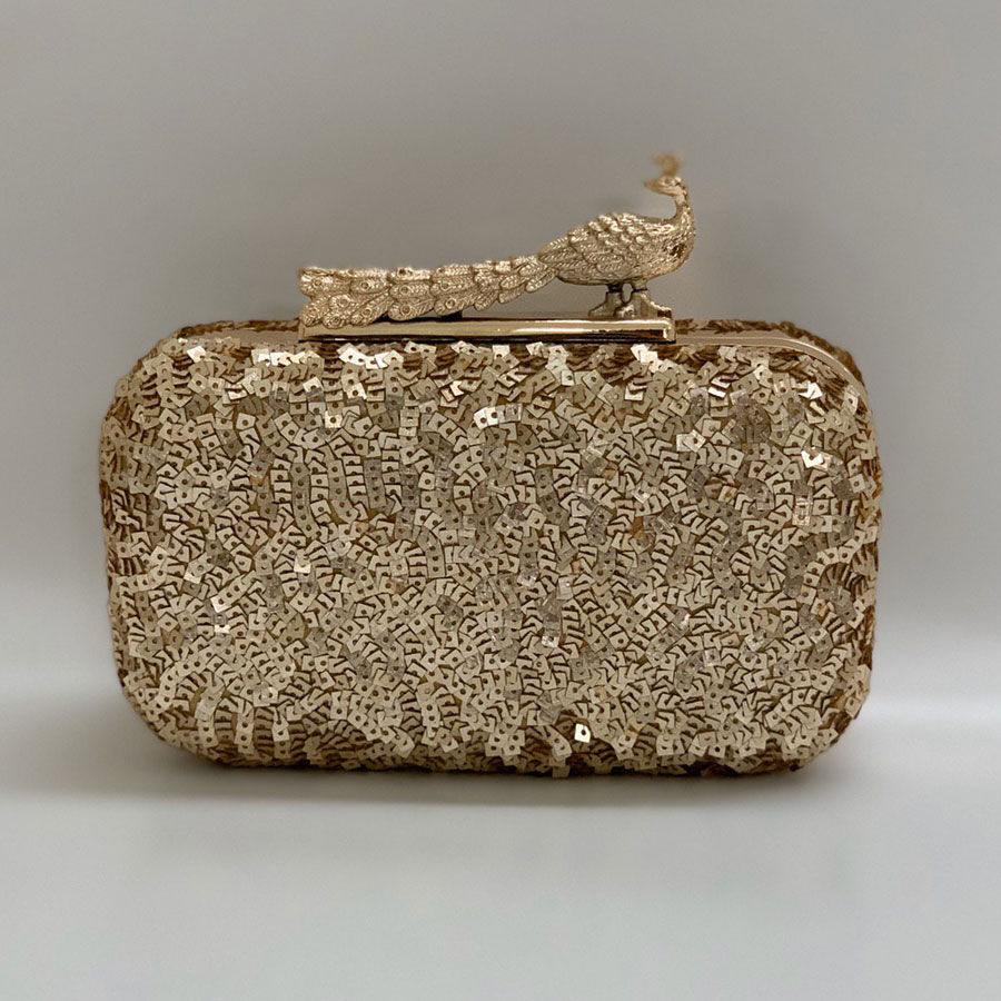 Gold color Fancy Fabric fabric Clutches : 1618303