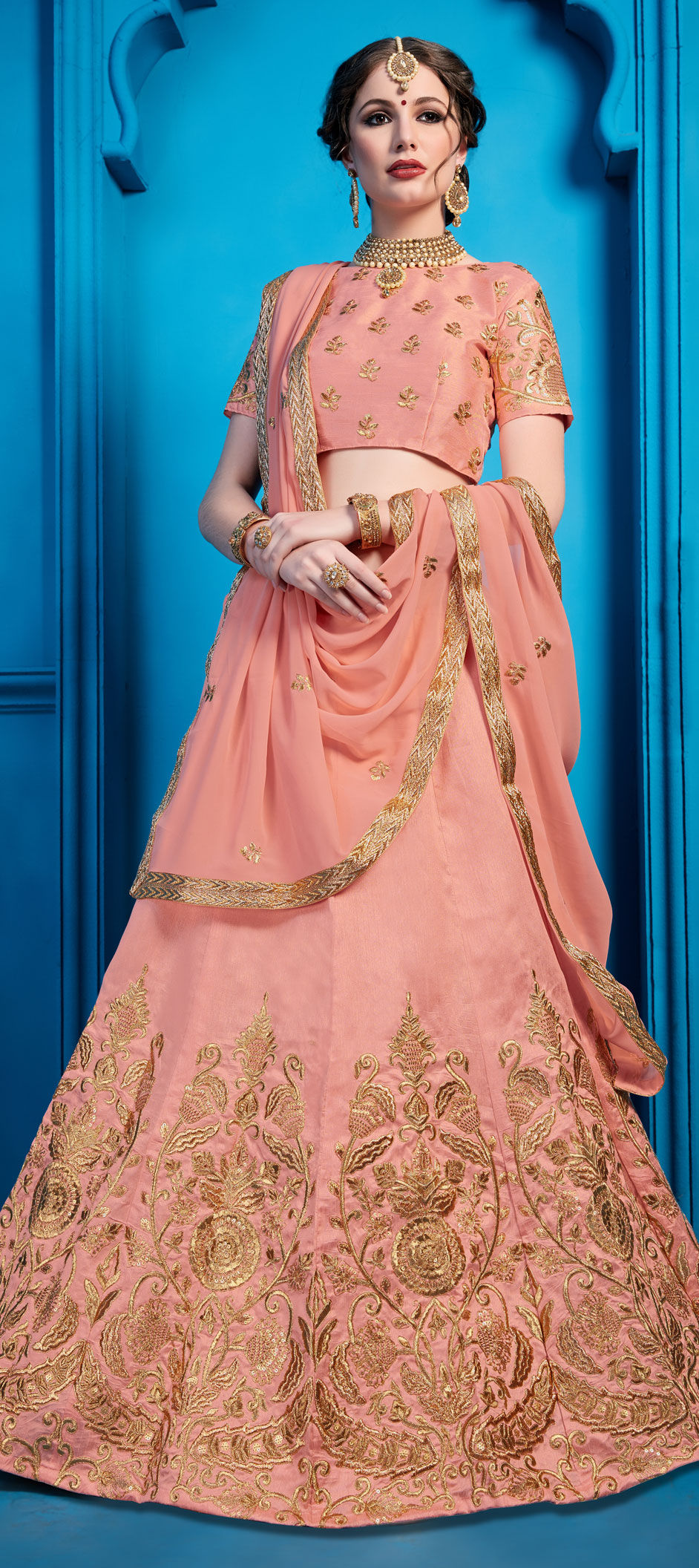 Reception, Wedding Pink and Majenta color Art Silk fabric Lehenga 1620576