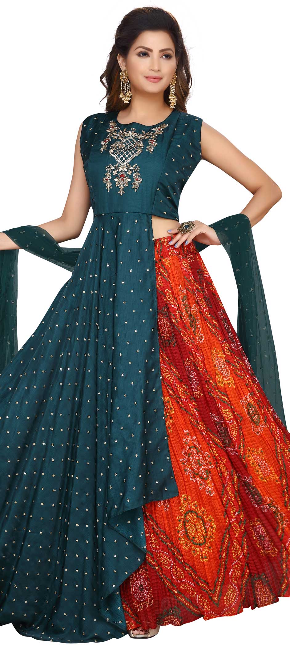 long gown with lehenga