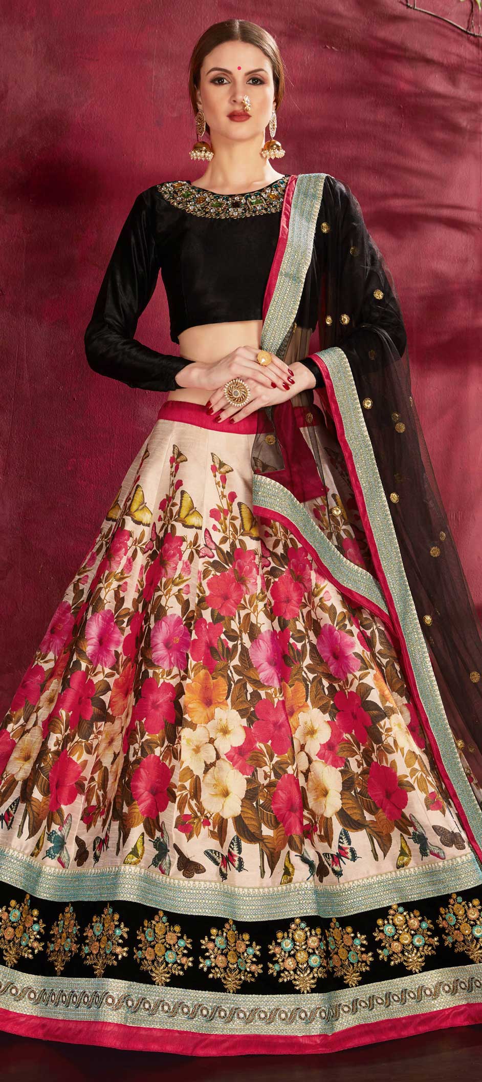 Photo of floral print light pink lehenga with mint blouse by Anushree Reddy