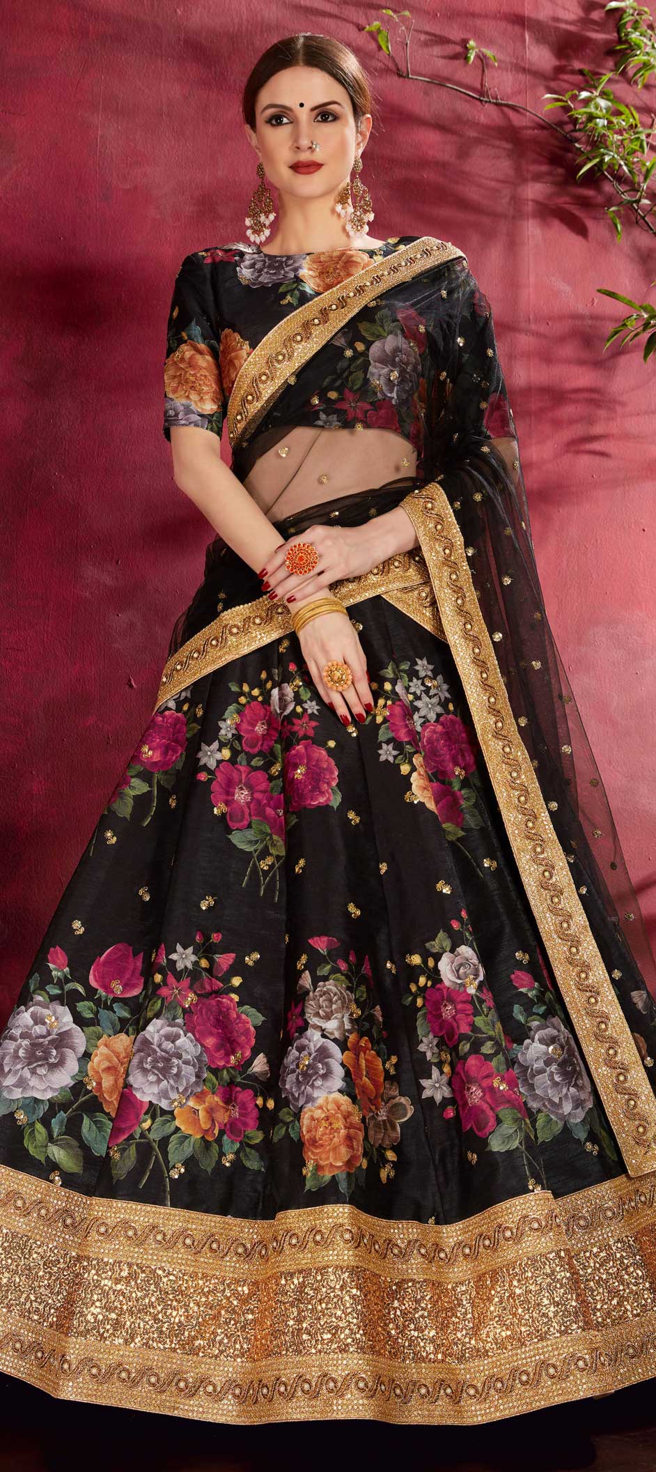 Awesome Grey Multi Thread & Sequins Party Wear Lehenga
