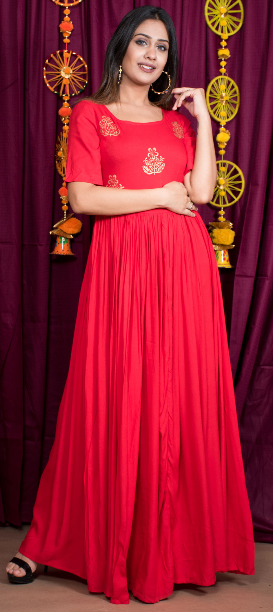 red designer gown