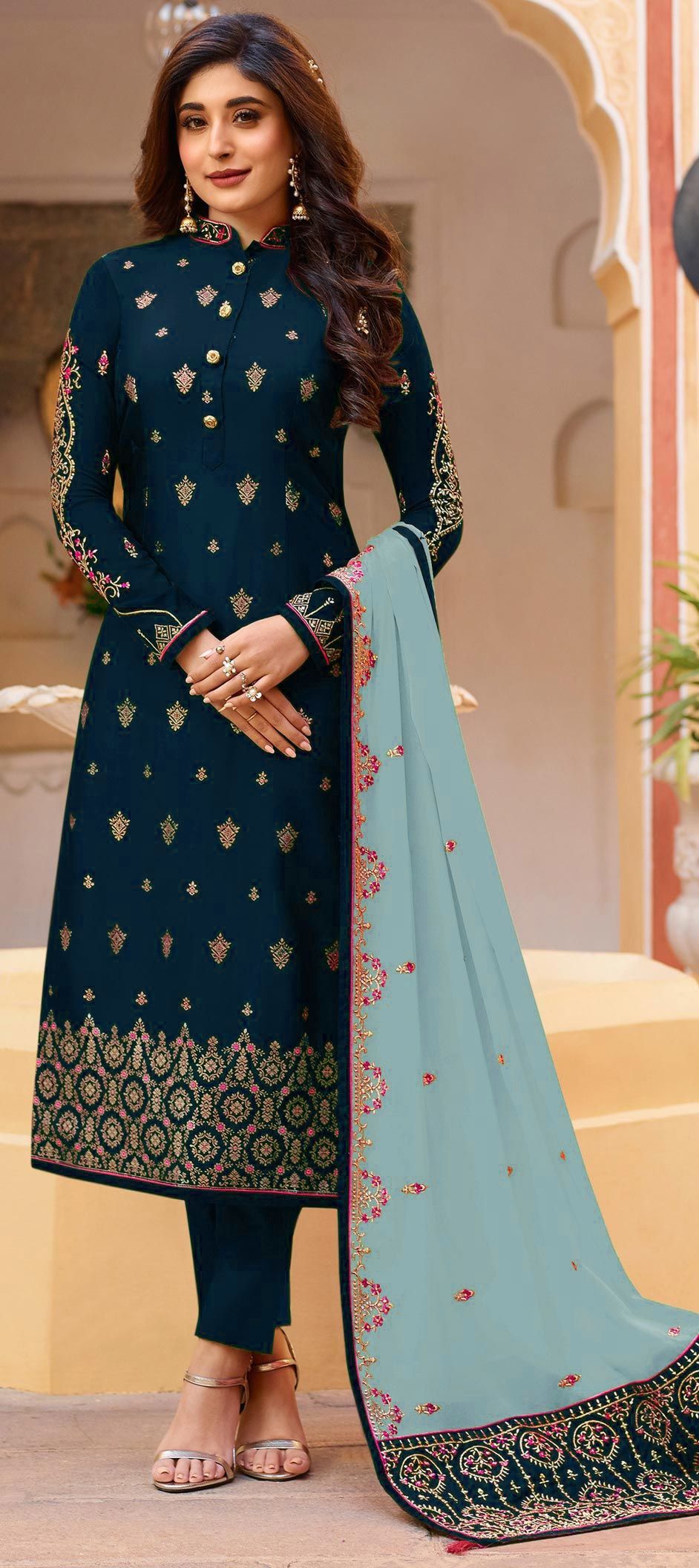 Bollywood Green color fabric Salwar Kameez 1628647