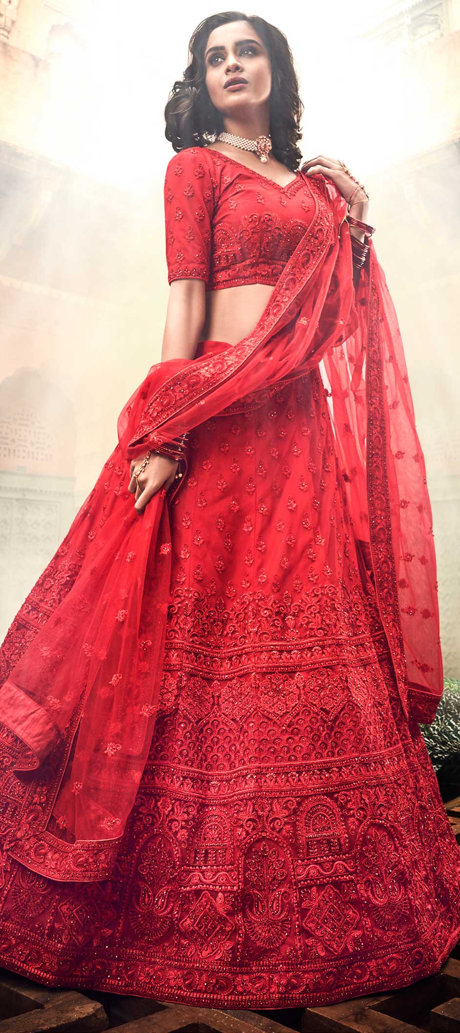 thread work bridal lehenga