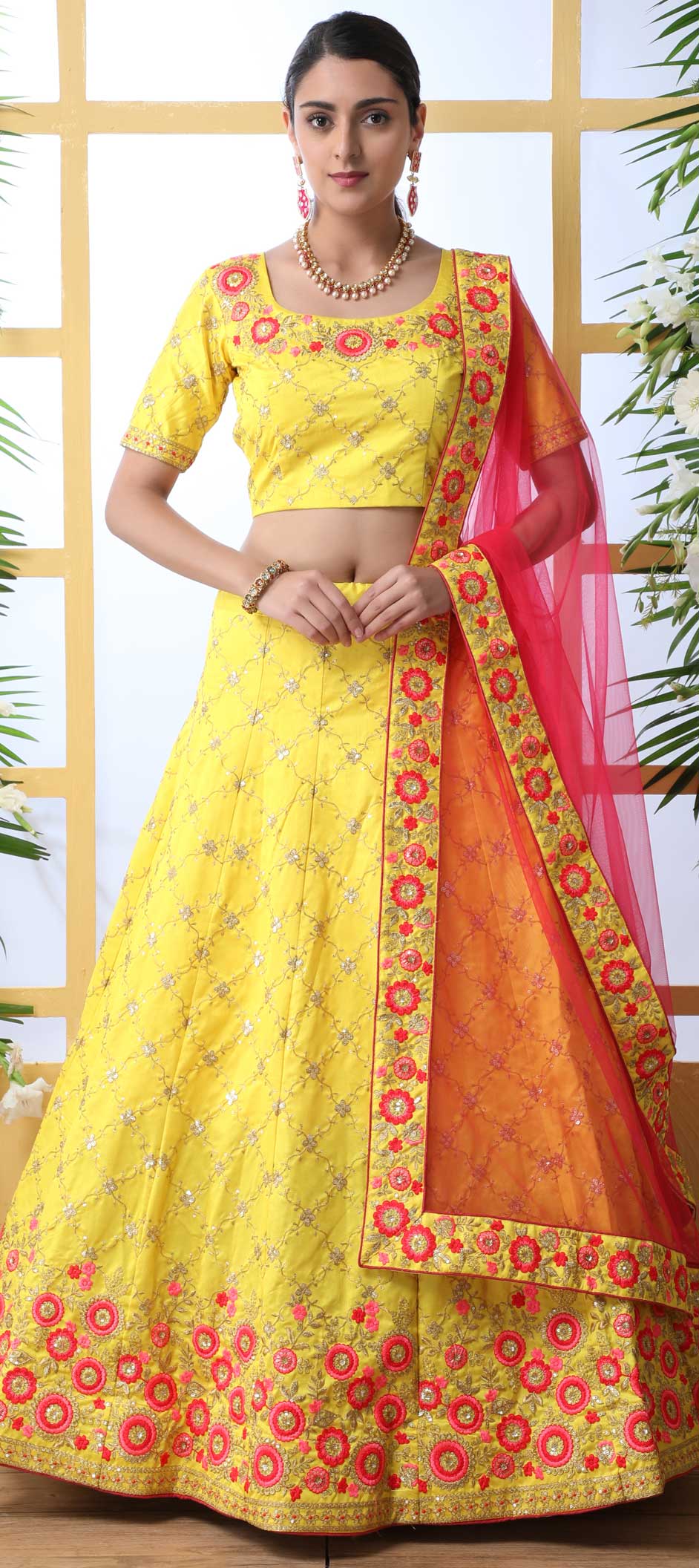 Yellow Flrl Silk Lehenga
