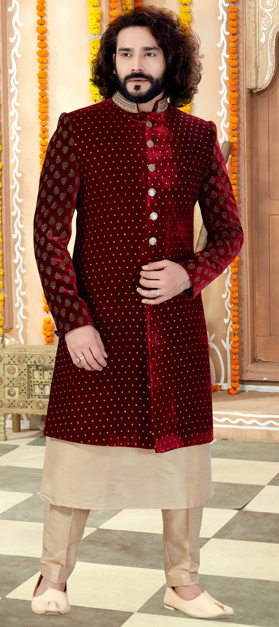 red colour sherwani