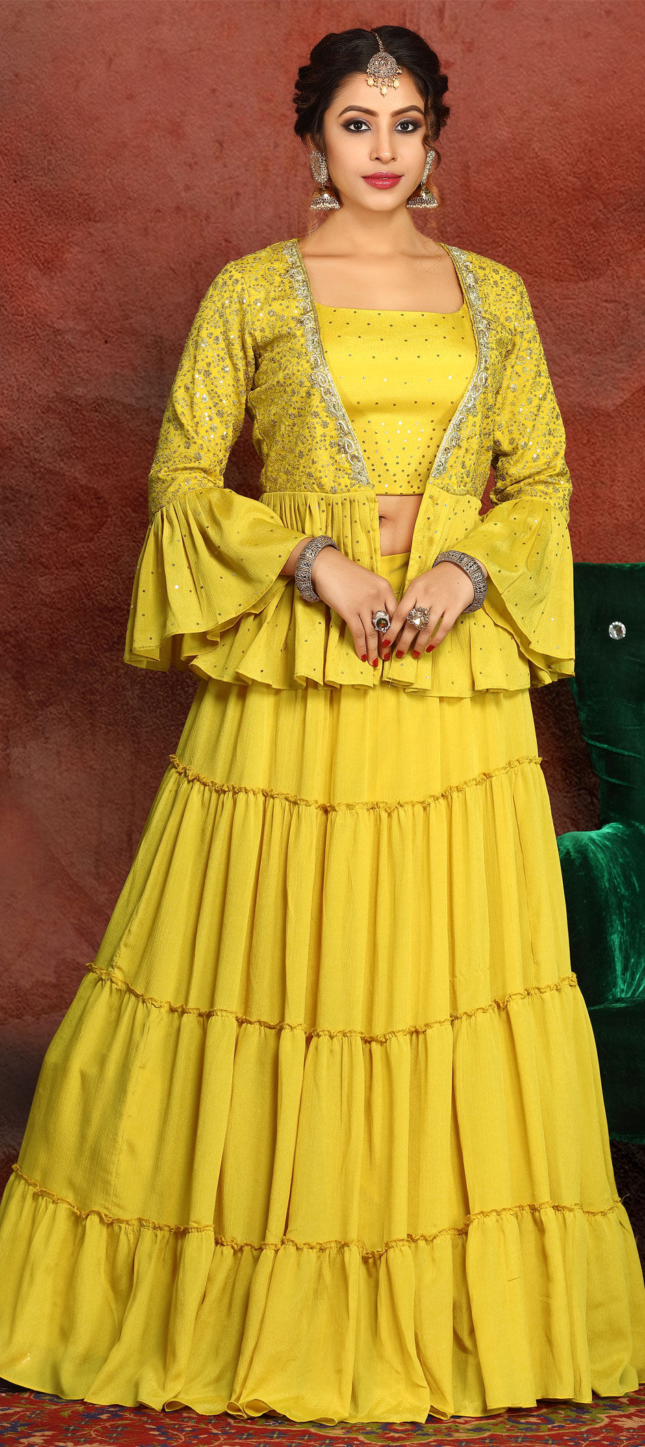 long gown with lehenga