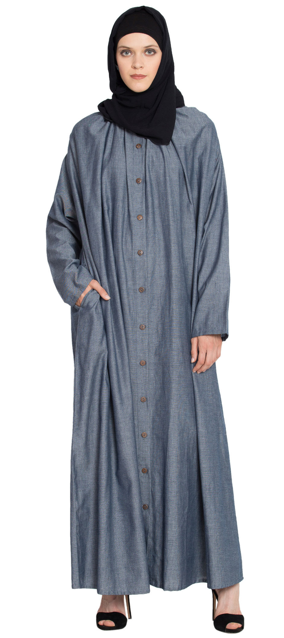 Blue color Cotton fabric Abaya : 1637213