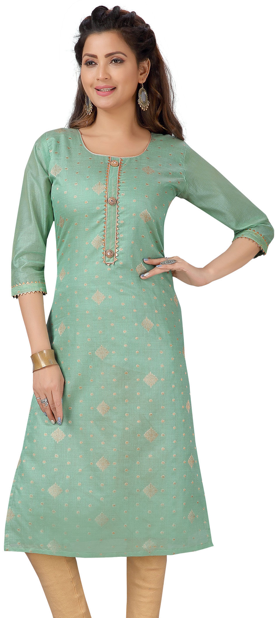 Green Chanderi Silk Kurti