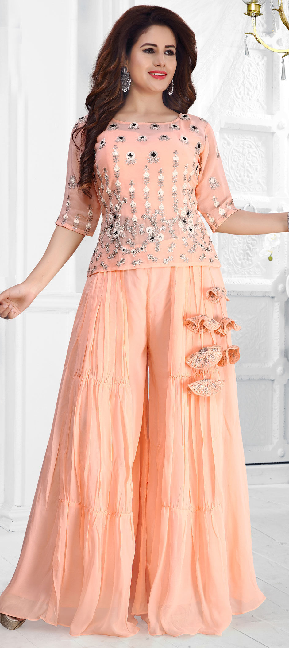 105 orange feathers tunic
