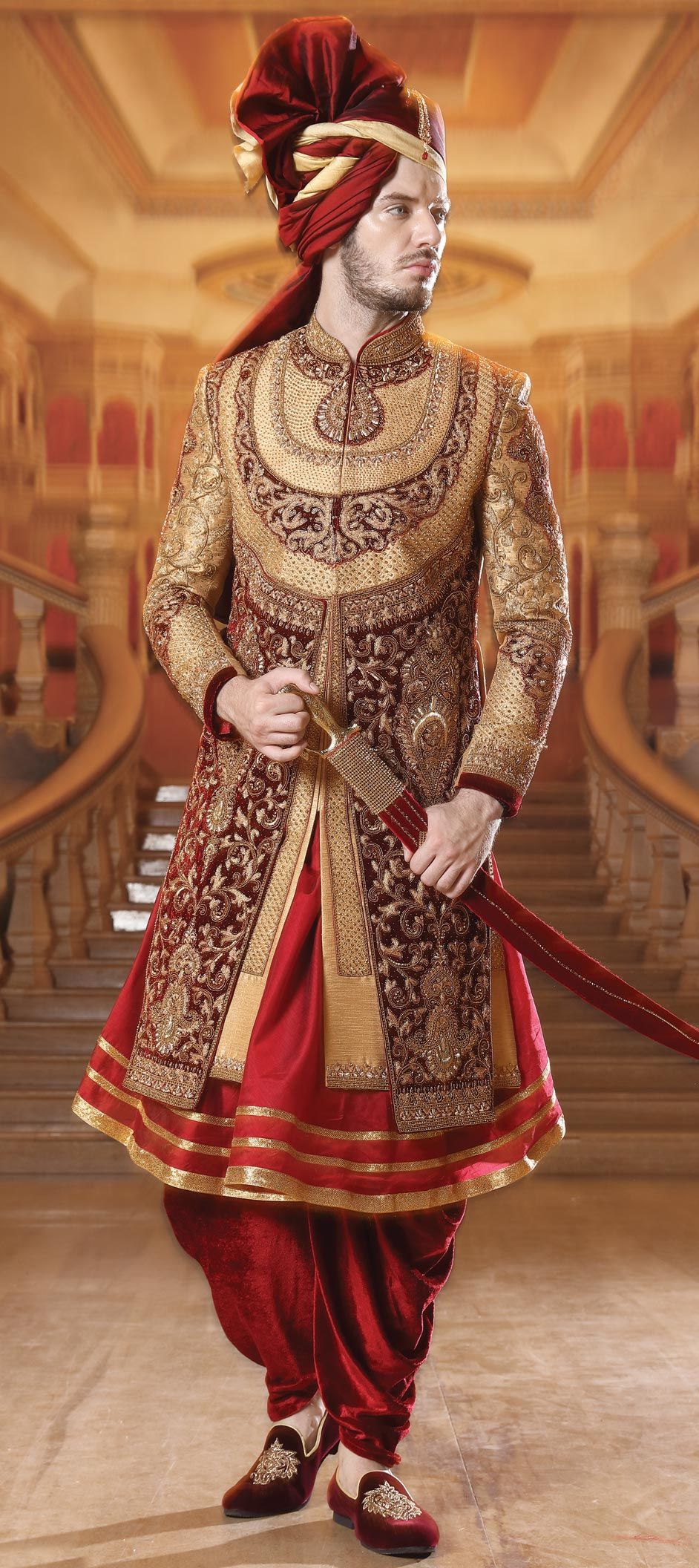 Solid dhoti sherwani